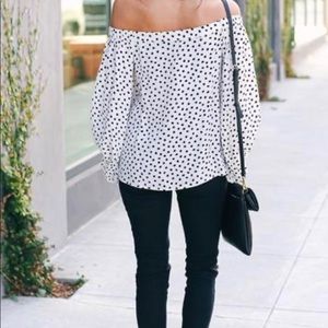Spotted Off the Shoulder Blouse